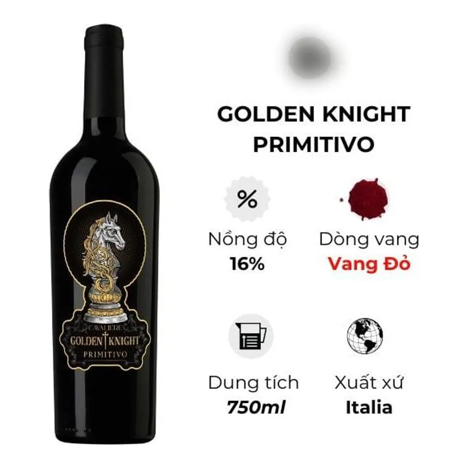 Rượu Vang Golden Knight Primitivo 750ml 16%