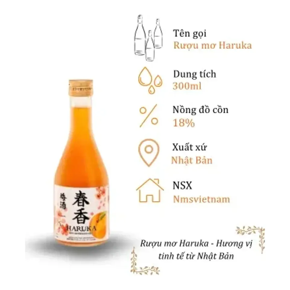 Rượu Mơ Haruka Chai 300ml 18% (Bottle Haruka 300ml 18%)
