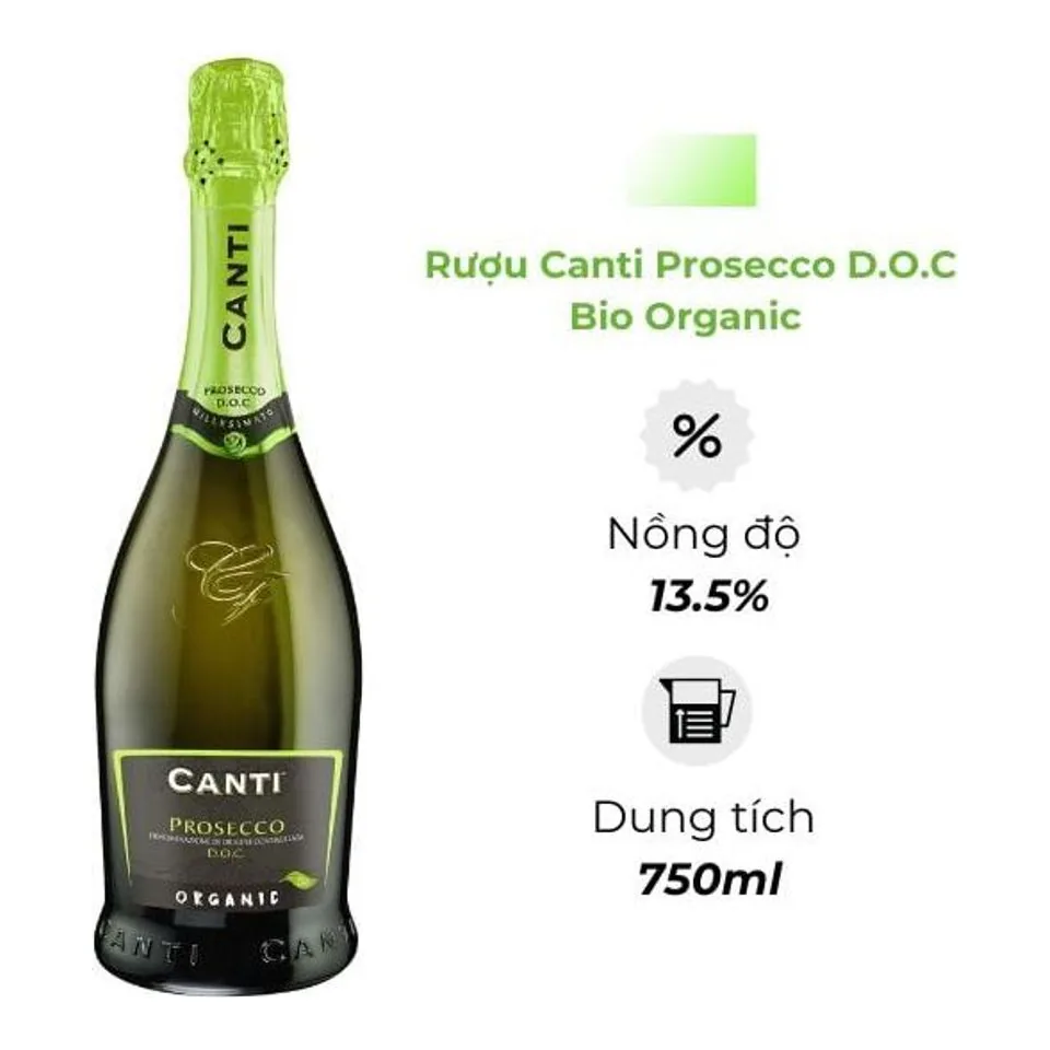 Rượu Sparkling Canti Prosecco D.O.C Bio Organic