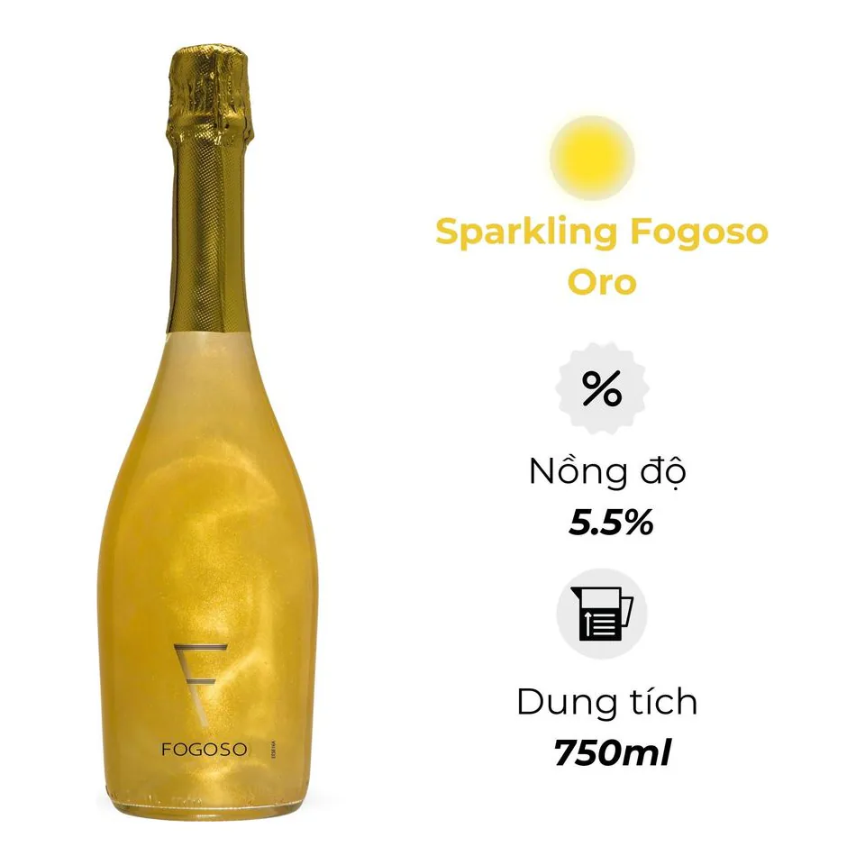 Rượu Vang Sparkling Fogoso Oro 750ml 5.5%