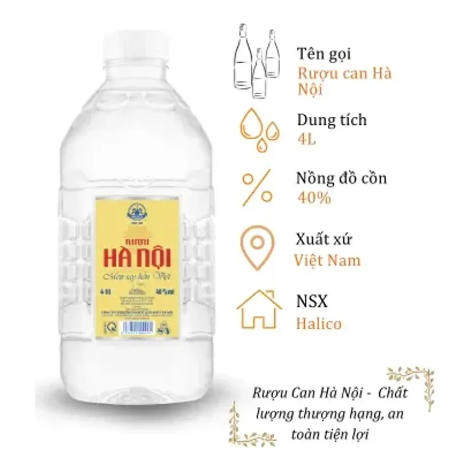 Rượu Can Hà Nội Halico - Can 4 Lít 30% ( Can Ha Noi Halico)