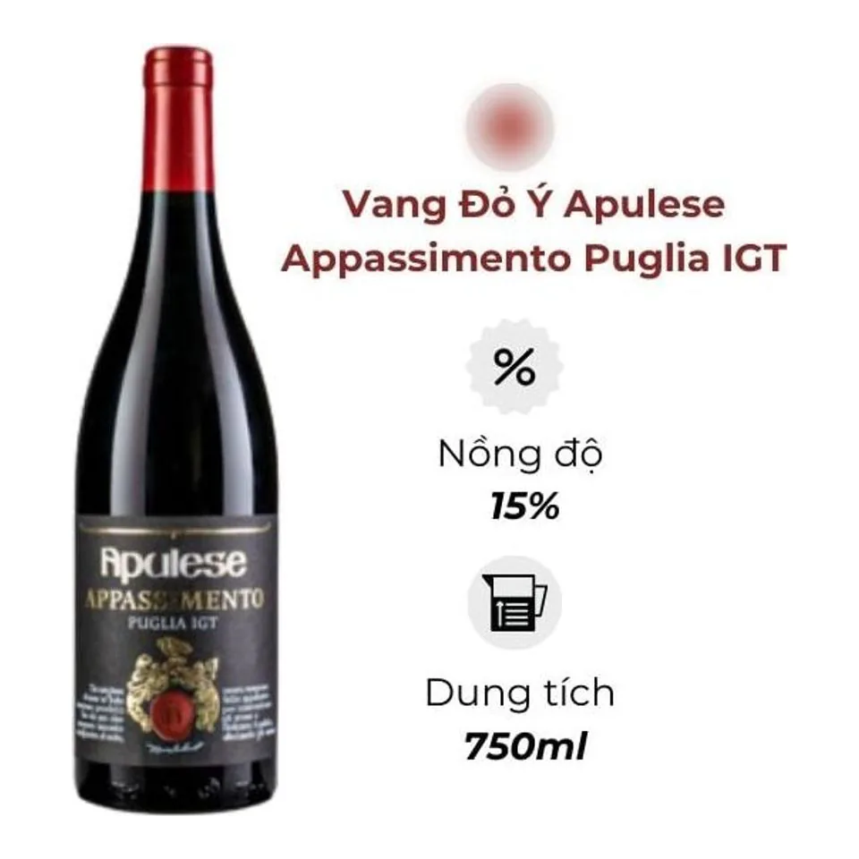 Rượu Vang Đỏ Ý Apulese Appassimento Puglia IGT