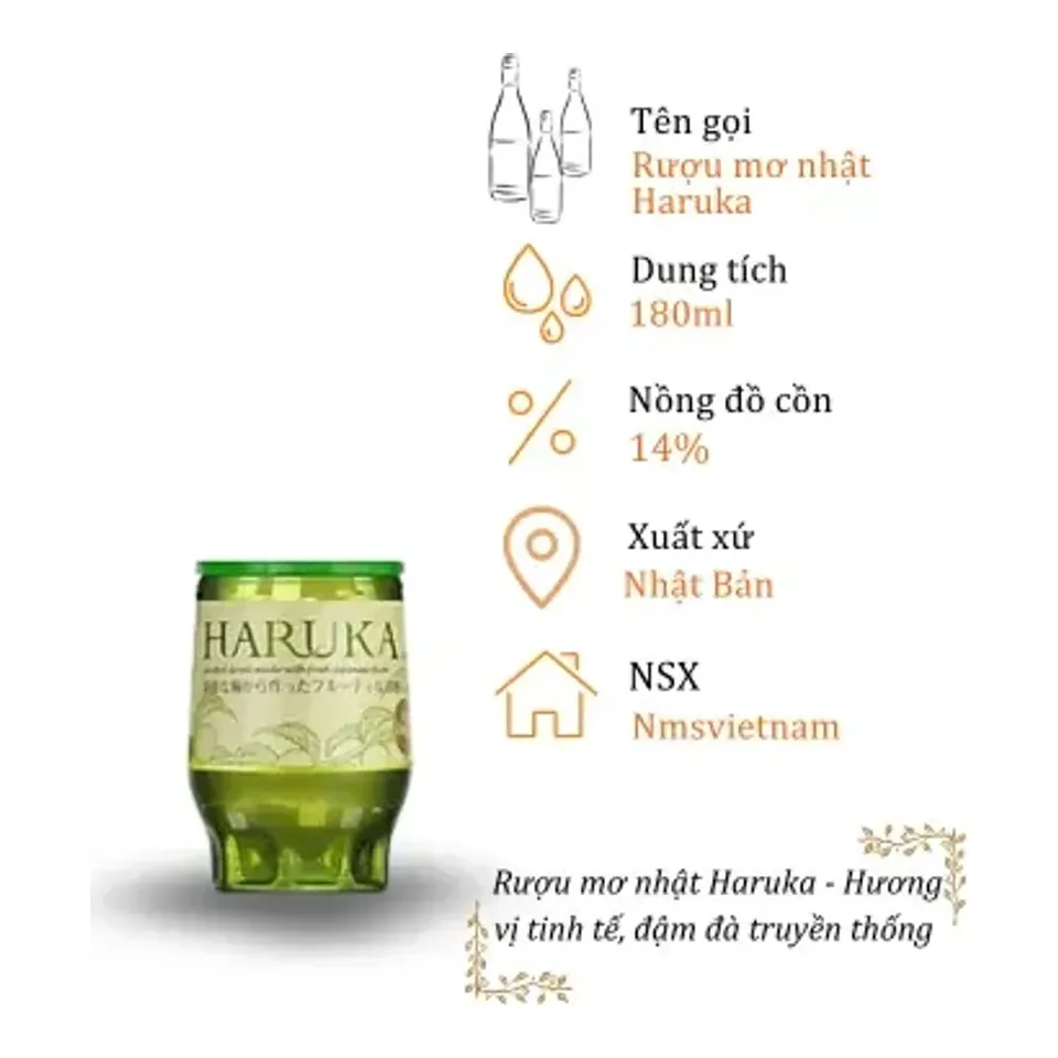 Rượu Mơ Haruka Nhật Bản - Cốc 180ml 14% (Cup Haruka - Umeshu 180ml)