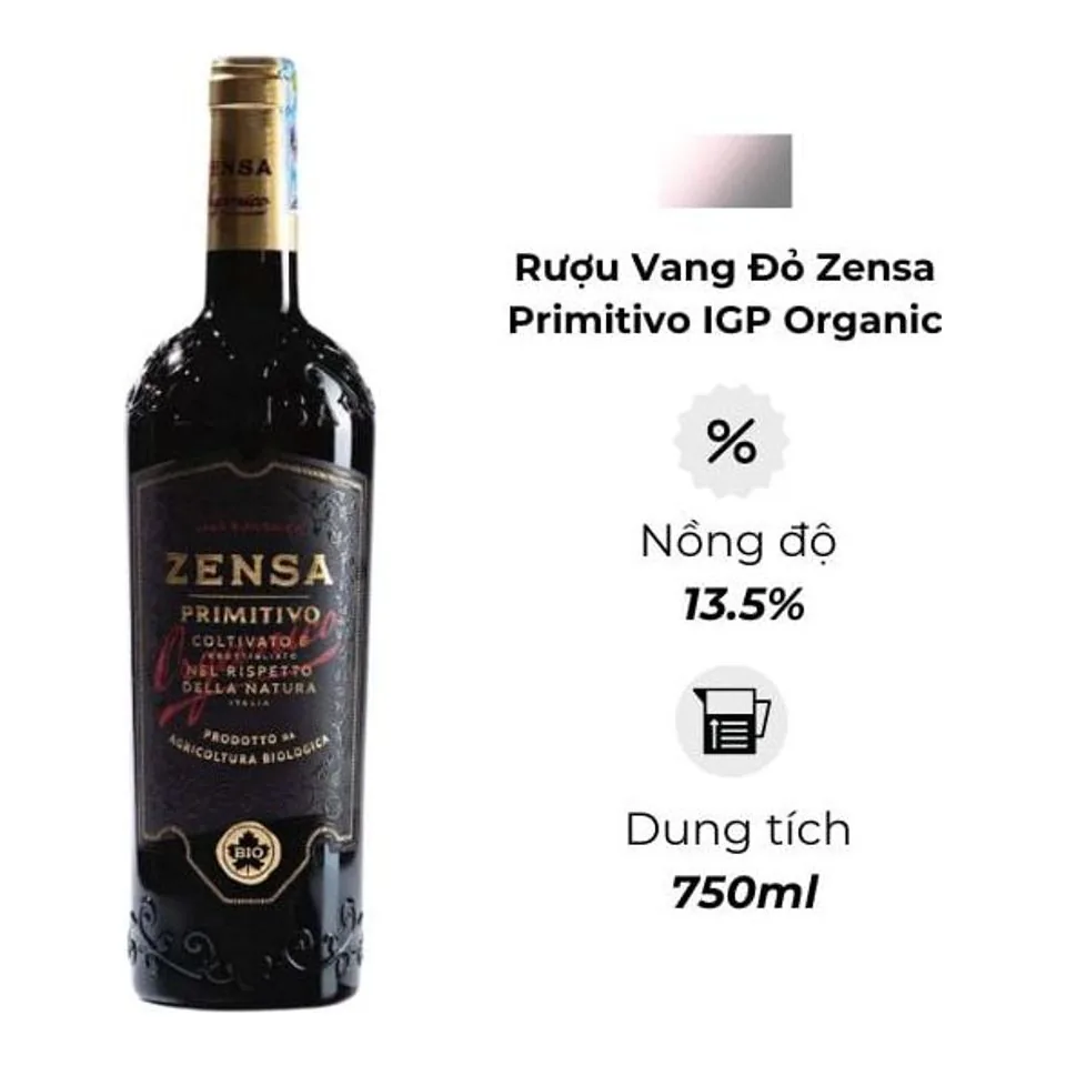 Rượu Vang Ý Zensa Primitivo IGP Organic