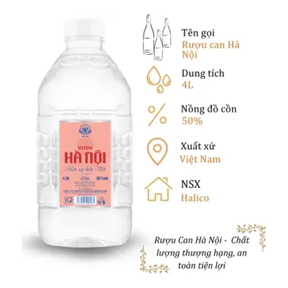 Rượu Can Hà Nội Halico - Can 4 Lít 50% ( Can Ha Noi Halico)